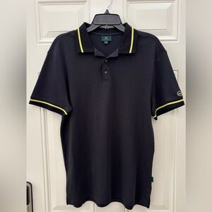 NWOT Ag Adriano Goldschmied Men's M Black Polo with Yellow Trim